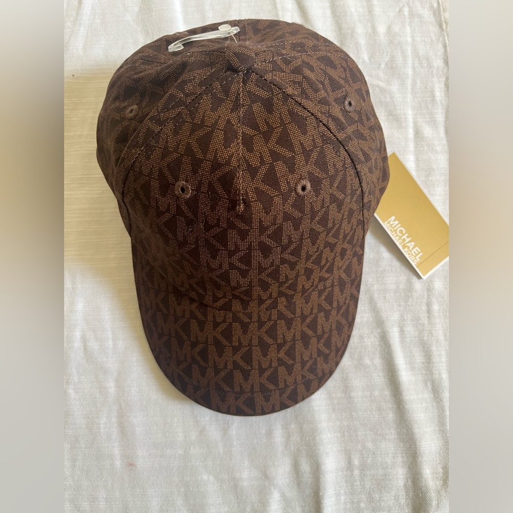 NWT Michael Kors Dark Brown MK Logo Hat